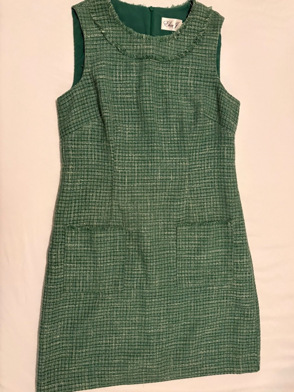 Eliza J Green Tweed Sleeveless Sheath Dress - Used